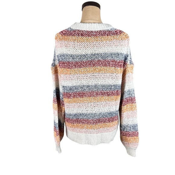 Madewell Baez Pullover Sweater Neutral Stripes open knit M - Picture 5 of 10